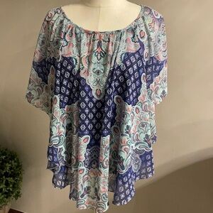 NWT JM COLLECTION Pop over top. Evening and or casual top. Size PXL layered